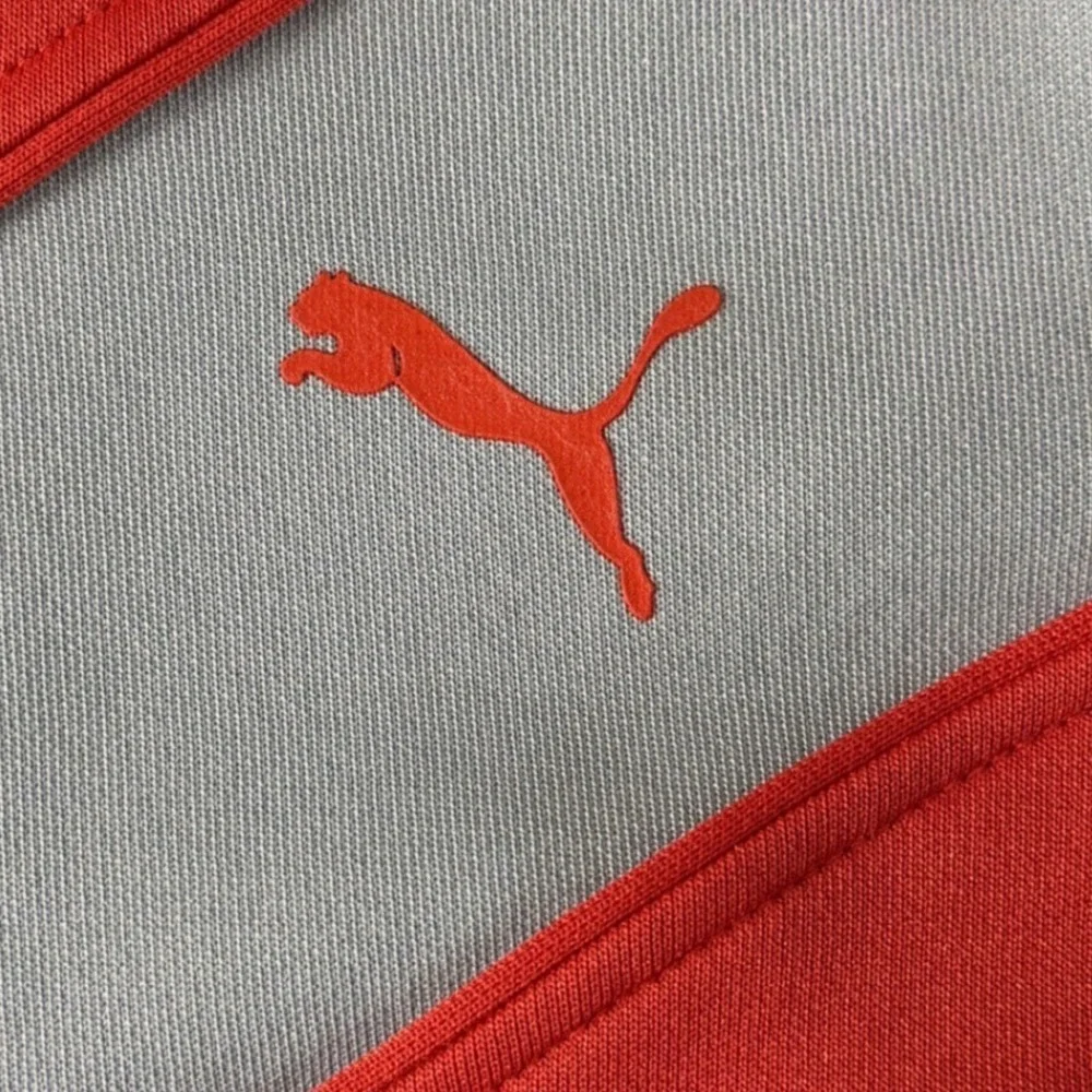Vintage Puma Mens Iconic Track Jacket Gray and Red Color Block Full Zip Small